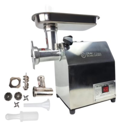 Uz Casnic - Masina de tocat carne profesionala Craft-Tec® MK-10, 3500W, 150 Kg/h, inox, reductor in baie de ulei, accesorii incluse – ideala pentru uz casnic si profesional, MX1221