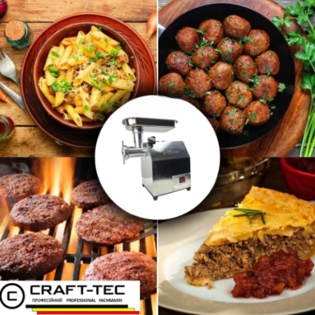 Masina de tocat carne profesionala Craft-Tec® MK-8, 2500W, 100 Kg/h, inox, reductor in baie de ulei, accesorii incluse MX709 [5]