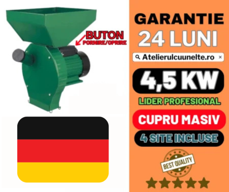 Mori si Batoze - Moara cereale uruiala Lider Craft-tec cuva mare verde 4.5 kw MOTOR CUPRU MASIV