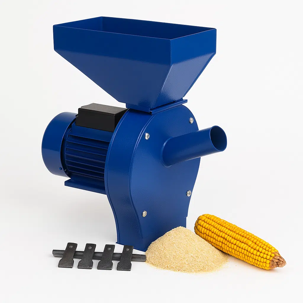 Toate Produsele - Moara electrica , motor 4.5 kw , pentru cereale si stiuleti (2 in 1), Cuva Mare,(100% cupru), 3000 rpm, 4 site de rezerva, 20 ciocanele