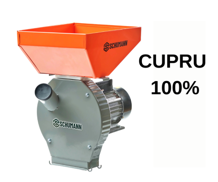 Toate Produsele - Moara electrica , motor 4.5 kw , pentru cereale si stiuleti (2 in 1), Cuva Mare,(100% cupru), 3000 rpm, 325 kg/h, 4 site de rezerva, 20 ciocanele