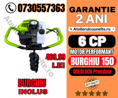 Motoburghie si Foreze Pamant - Motoburghiu 8.5CP GoldLuck + BURGHIU 100MM Foreza pamant PREMIUM !