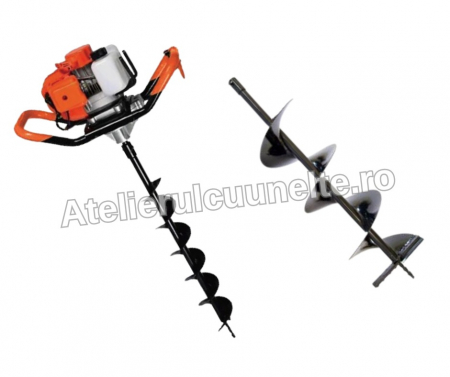 Motoburghie si Foreze Pamant - Motoburghiu 55cmc  + 2 BURGHIE 100 si 200mm Foreza pamant PREMIUM !