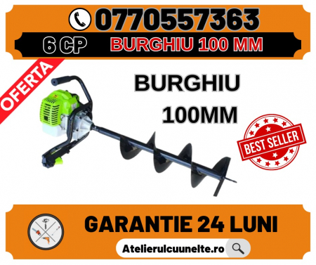 Toate Produsele - Motoburghiu 6 CP pe benzina pentru pamant cu burghiu 150mm inclus  CAMPION Verde