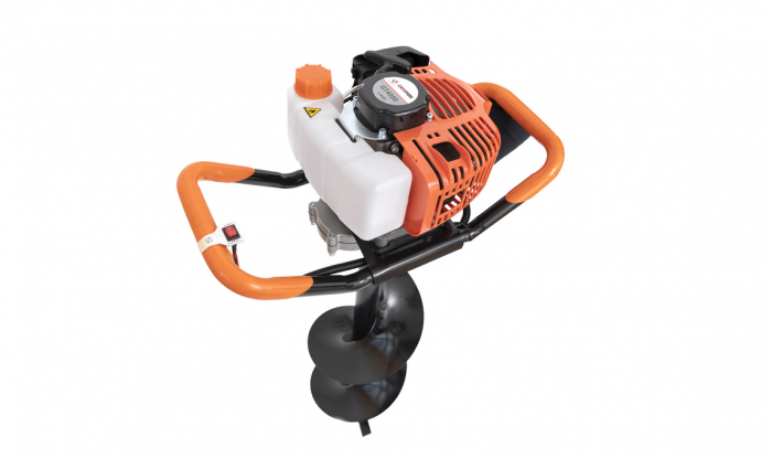Motoburghiu 7.5 CP pe benzina pentru pamant cu 2 burghie de 250mm si 100mm incluse GT-4350 CAMPION Portocaliu [1]