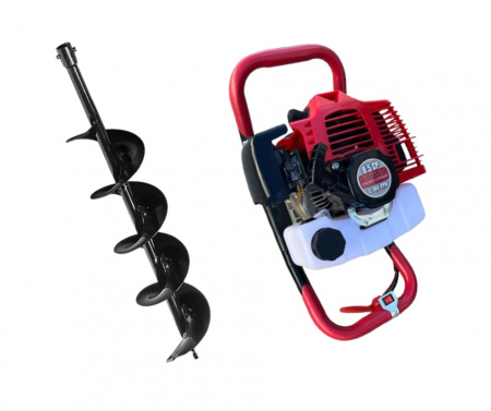 Toate Produsele - Motoburghiu UralMash 8.5 CP pe benzina pentru pamant cu burghiu 150mm inclus  Rosu