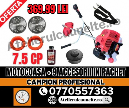 Motocoase si Masini Tuns Iarba - Motocoasa 7,5CP CAMPION Motocositoare complet echipata PREMIUM! 9 ACCESORII