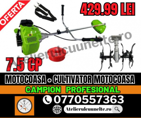 Motocoase pe Benzina - Motocoasa 8.5 CP CAMPION Motocositoare complet echipata PREMIUM! + ADAPTOR CULTIVATOR