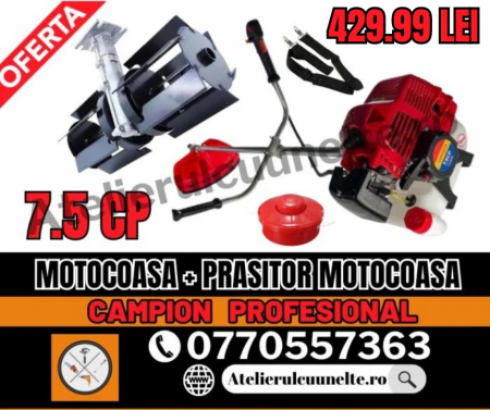 Toate Produsele - Motocoasa  8.5 CP CAMPION Motocositoare complet echipata PREMIUM! + ADAPTOR PRASITOARE