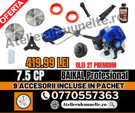 Toate Produsele - Motocoasa pe benzina BAIKAL 7.5CP 52CC 10000RPM + 9 ACCESORII INCLUSE PREMIUM