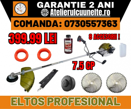 Motocoase si Masini Tuns Iarba - Motocoasa pe benzina EL5500 ELTOS 7.5 CP 5500W Motocositoare + 8 ACCESORII INCLUSE PREMIUM