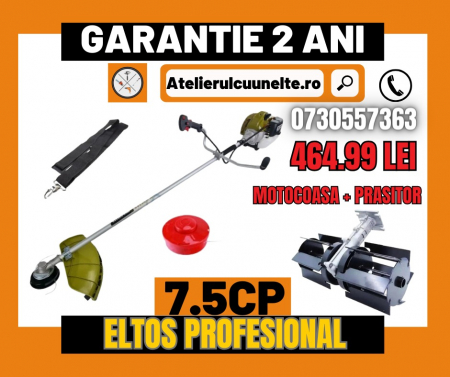 Motocoase si Masini Tuns Iarba - Motocoasa pe benzina EL5500 ELTOS 7.5 CP 5500W Motocositoare + ADAPTOR PRASITOARE