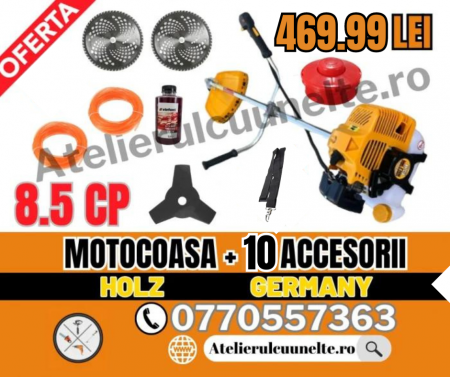 Motocoase si Masini Tuns Iarba - Motocoasa pe benzina HOLZ - Designed in Germany, Motocositoare 9.8 CP + 9 ACCESORII