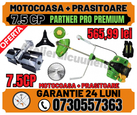 Toate Produsele - Motocoasa pe benzina PARTNER PRO PP57, Motocositoare motor 2T, 52 CC, 7.5 CP + ADAPTOR PRASITOARE
