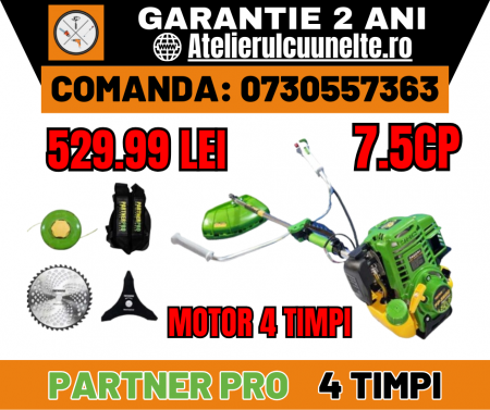 Motocoase si Masini Tuns Iarba - Motocoasa pe benzina PartnerPro PP5600, 4 timpi, 7.5CP, 52CC, 10000RPM, Accesorii incluse