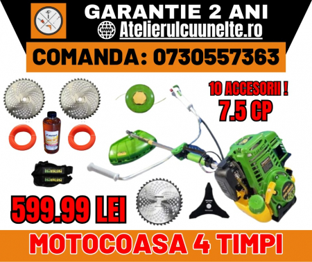 Toate Produsele - Motocoasa pe benzina PartnerPro PP5600, 4 timpi, 7.5CP, 52CC, 10000RPM, Accesorii incluse + 9 ACCESORII INCLUSE PREMIUM