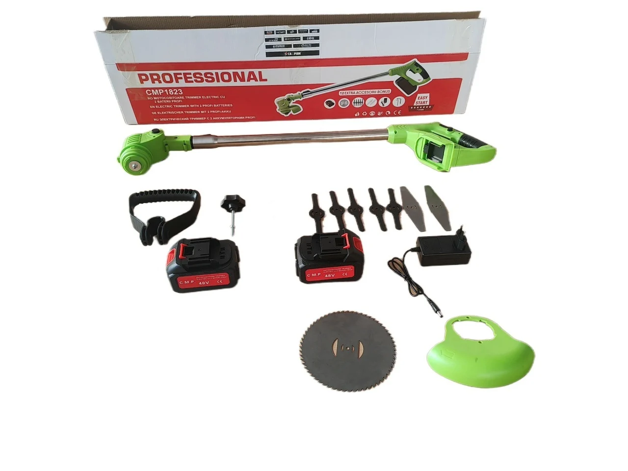 Motocositoare Electrica cu 2 Acumulatori si Accesorii CMP1823, Sistem Fara Fir, Motor Electric de Putere, Autonomie Extinsa, Design Ergonomic, Pentru Tuns Iarba si Vegetatie Usoara [1]