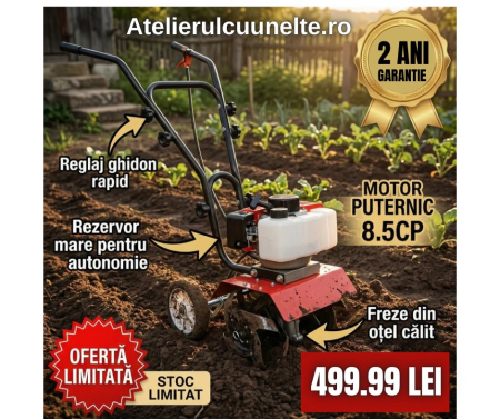 Prasitoare si Cultivatoare - Motocultor Motosapa  8.5cp  10.000rpm CAMPION  2timpi, 58cc, 300mm latime lucru, easy-start, acceleratie pe maner, 10.000rpm, Campion Professional CMP1822