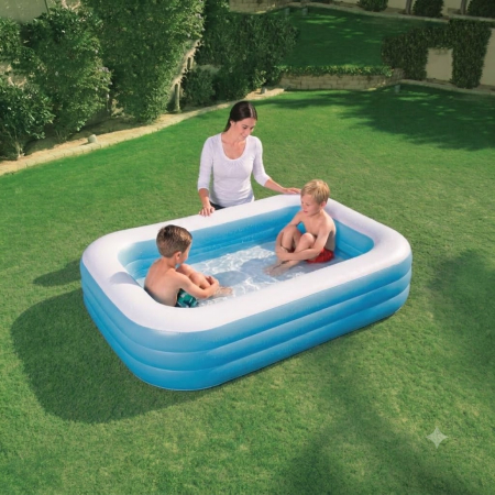 Accesorii Casa si Gradina - * OFERTA DE VARA * Piscina gonflabila URIASA  CU 3 INELE , 200 x 140 x 58 cm, 3 inele family fun pool XXL exterioara