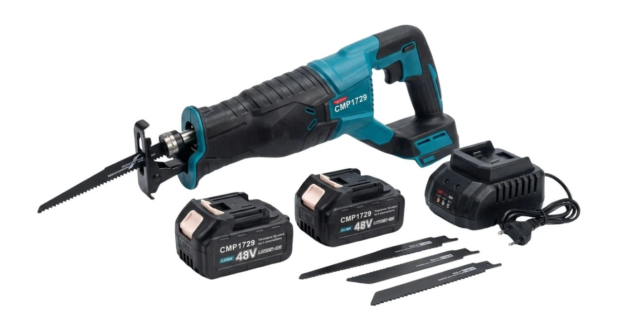 Scule Electrice - Pendular Fierastrau sabie 48V 10Ah , cu 2 acumulatori Li-Ion, accesorii incluse, valiza transport, 4 lame incluse Campion CMP1729