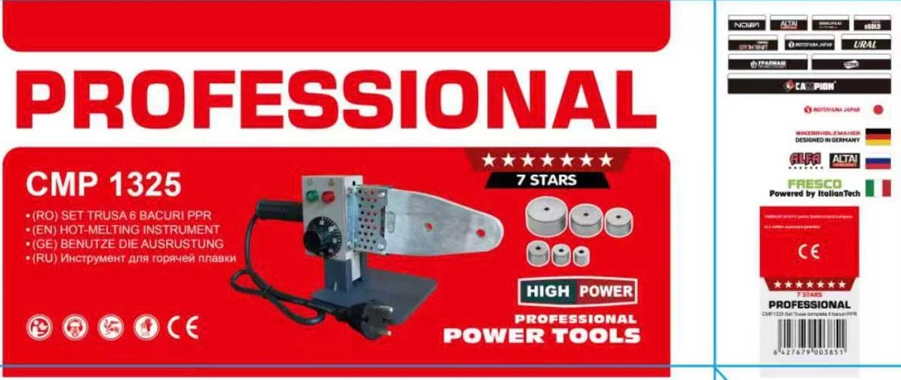 Trusa Plita PPR 1000w aparat sudura tevi, 6 bacuri, valiza metal, Profesional CAMPION CMP1325 [4]