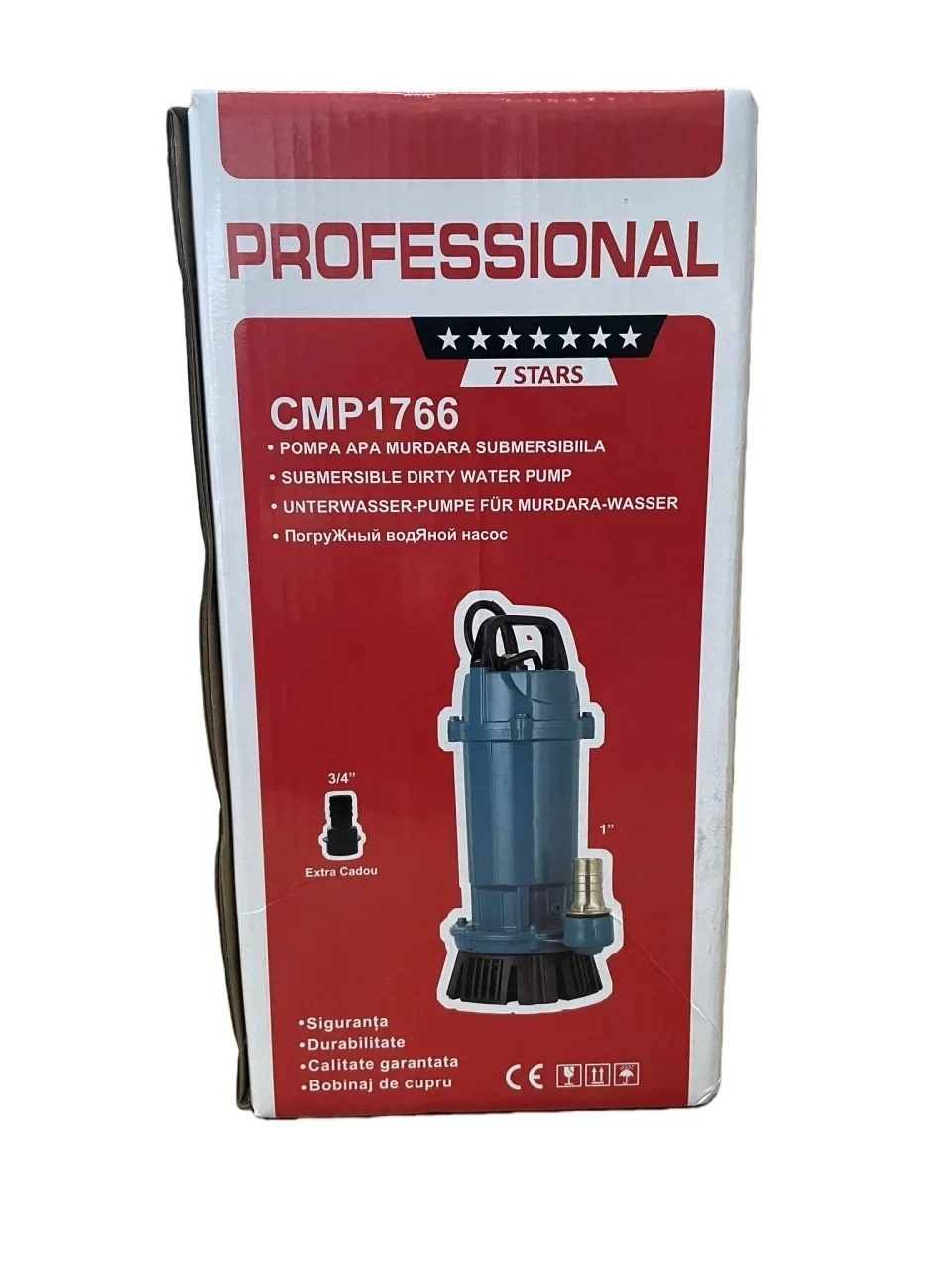 Pompa submersibila apa curata CMP1766 QDX3-25-0.75, 0.75kW, 1HP, debit 3 mc/h, inaltime refulare 25m, 2860RPM, 110-220V, fara plutitor [1]