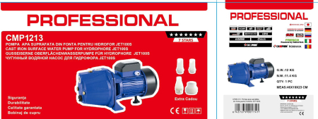 Pompa apa de suprafata JET100S 1800W, bobinaj 100% cupru, 60m inaltime, 12m aspiratie CAMPION PROFESIONAL [3]