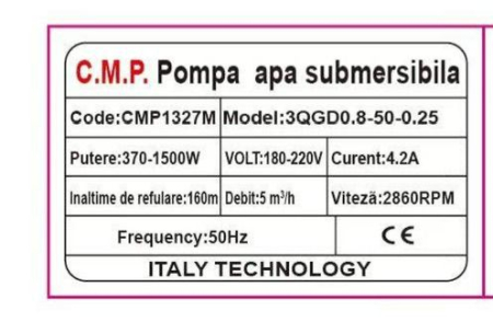 Pompă Submersibilă de Adâncime cu snec diametru redus 8 CM Campion Professional Bobinaj cupru + reductie 3/4 [3]