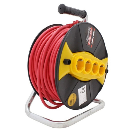 Prelungitoare - *LICHIDARE* 50M Prelungitor electric , pe rola cu tambur, 50m, 3x2.5mm, 4 prize, 3500W CAMPION