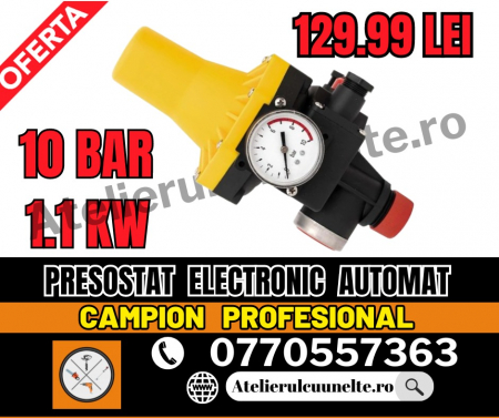 Toate Produsele - Presostat electronic automat galben Campion CMP0655 1T, 1.1KW, 10bar