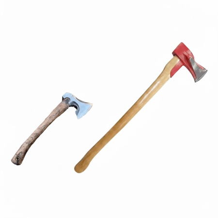 Uz Casnic - Set 2 Topoare Despicator cu Pana Barda TOPOR MANER LEMN NUC 1 KG SI 2 KG