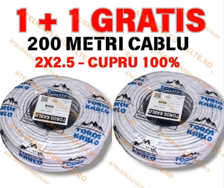 Prelungitoare - *1+1 GRATIS* Rola Cablu Curent 100m 2x2.5 MYYM 300/500V CUPRU  TOTAL 200 Metri
