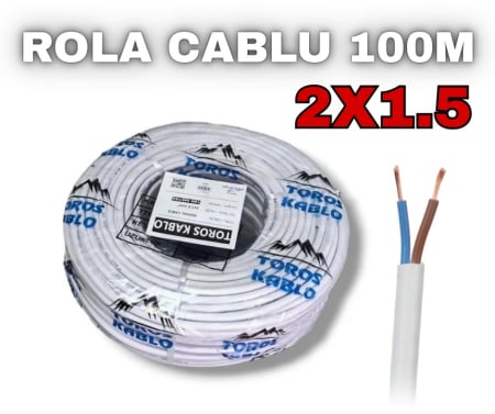Prelungitoare - Rola Cablu Curent 100m 2x1.5 TOROS 300/500V