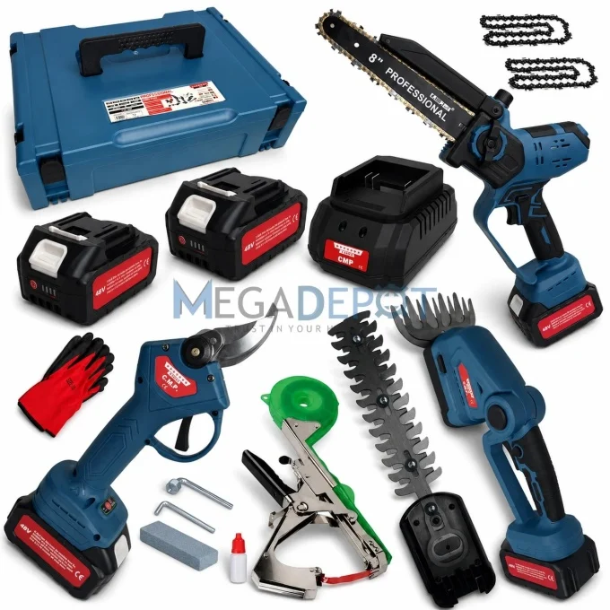 Mini Drujbe Acumulator - Set de scule de gradina fara fir 5 in 1 CAMPION CMP1830, 2 baterii 48V/10Ah PROFESSIONAL