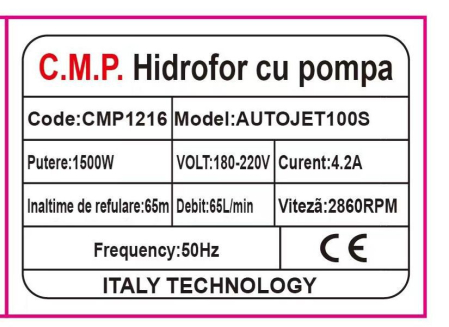 Set Hidrofor cu pompa autoamorsanta fonta 1500W  CAMPION PROFESSIONAL AUTOJET 100S, Inaltime refulare 65m, Debit  65L/min + Butelie Hidrofor 24 L [2]
