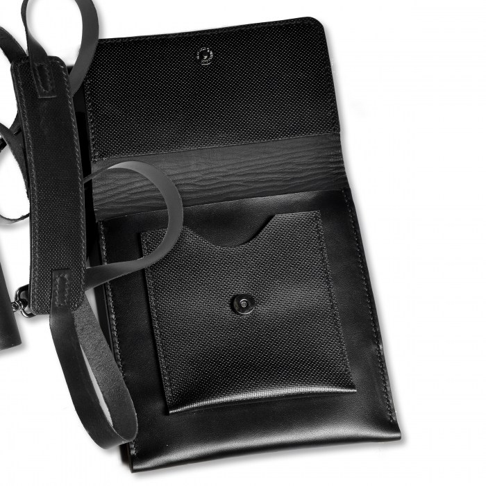 Geanta minimalista piele naturala neagra [5]