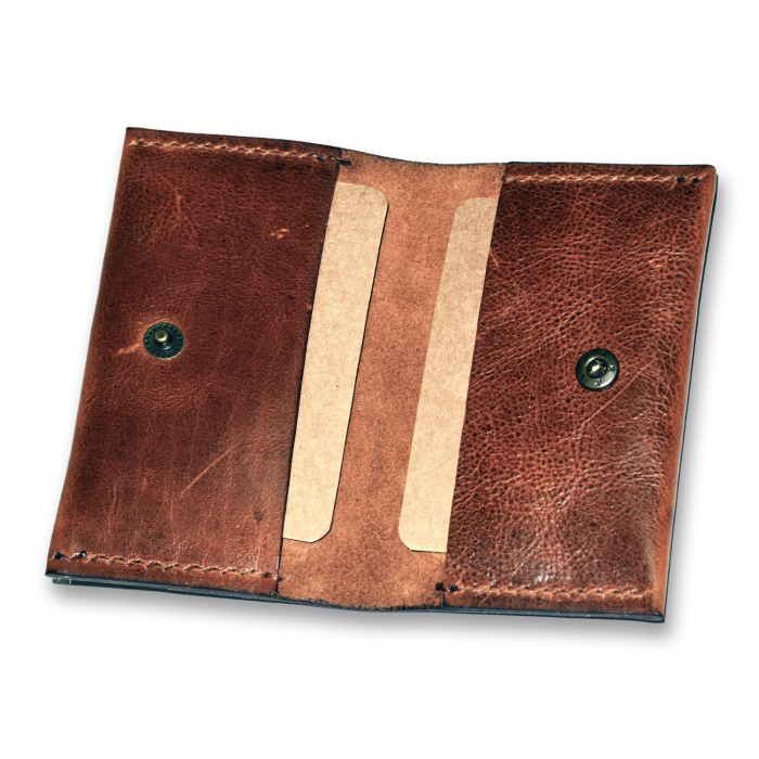 Portcard clasic vertical piele naturala lucrat manual [2]