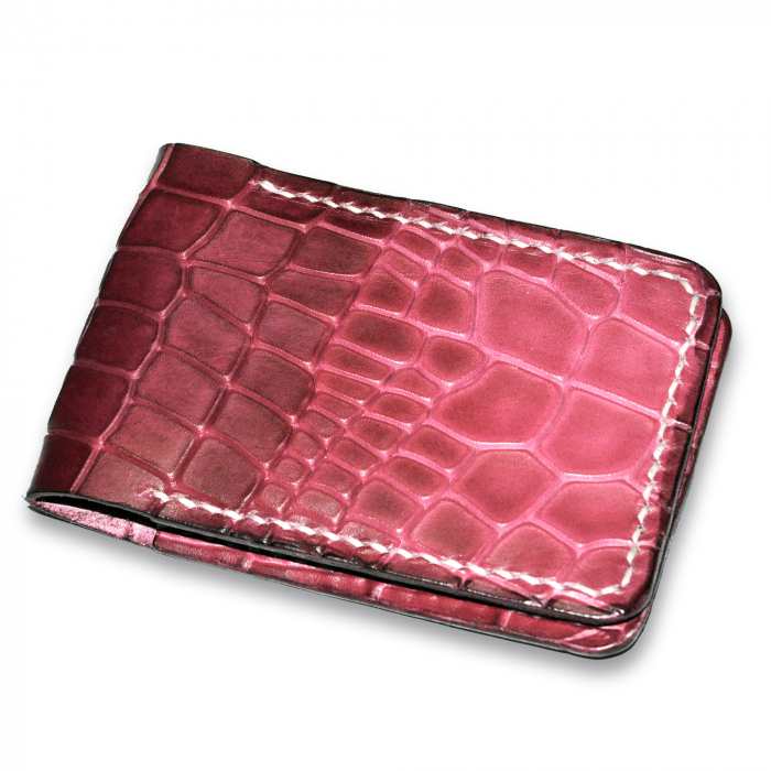 Portcard clasic orizontal piele naturala presaj crocodil lucrat manual [5]