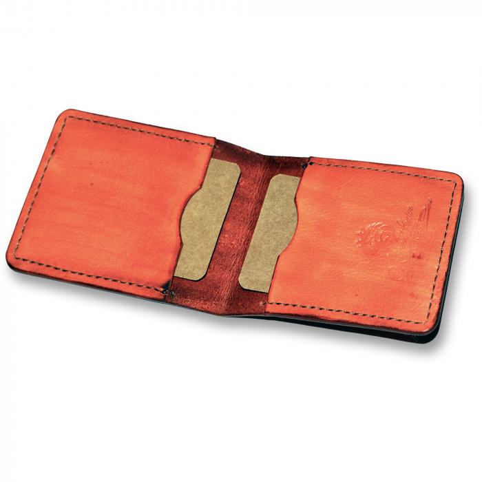 Portcard clasic orizontal piele naturala  lucrat manual maro antic [2]