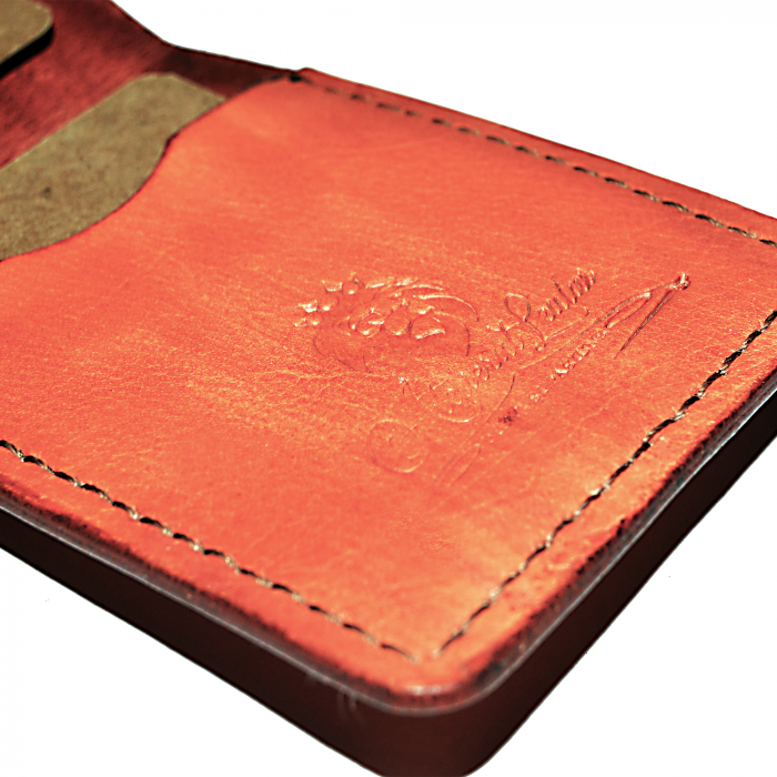 Portcard clasic orizontal piele naturala  lucrat manual maro antic [3]