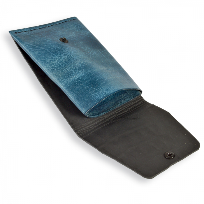 Portofel slim piele naturala albastru Jeans Croco [2]