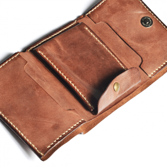 Portofel trifold mini piele naturala maro [3]