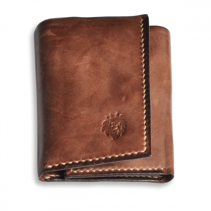 Portofel trifold mini piele naturala maro [1]