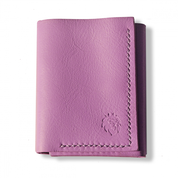 Portofel trifold mini piele naturala mov [1]