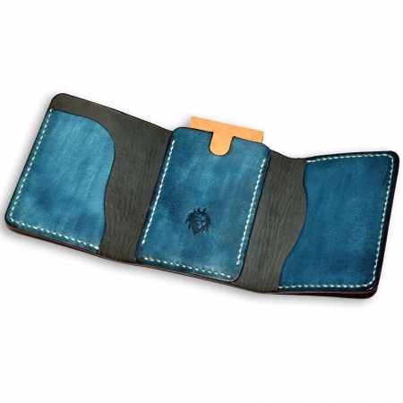 Portofel de buzunar trifold piele naturala JEANS [2]