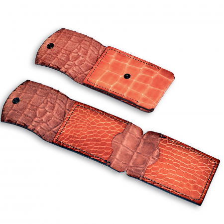 Portcard clasic orizontal piele naturala presaj crocodil lucrat manual inchidere capsa [1]