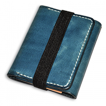 Portofele piele naturala - Portofel de buzunar trifold piele naturala JEANS