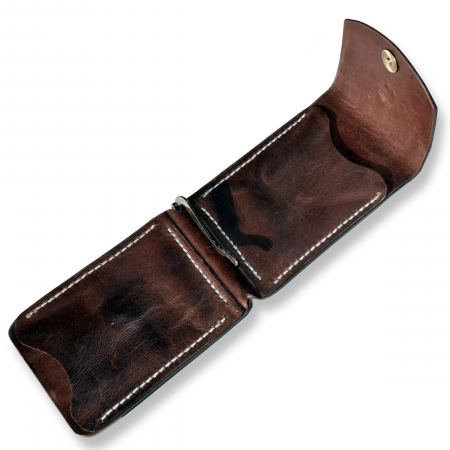 Portofel cu clips piele naturala lucrat manual maro [1]