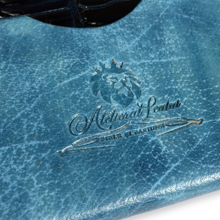 Portofel slim piele naturala albastru Jeans Croco [3]
