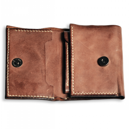 Portofel trifold mini piele naturala maro [3]